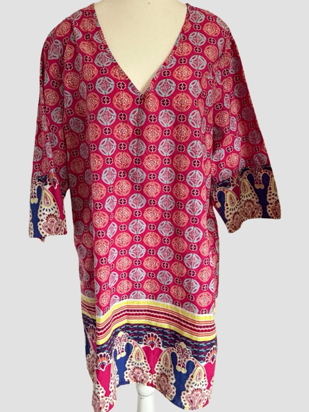 Old Navy Colourful Cotton Pop Over Summer Vacation Long Tunic Top-Sz-XXL